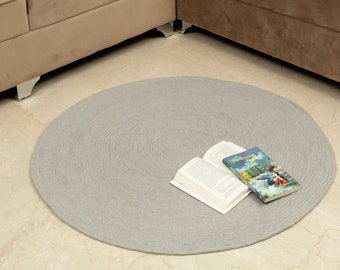 The Indoor Store - Hand Braided Chunky Wool Indoor Area Rug, Grey