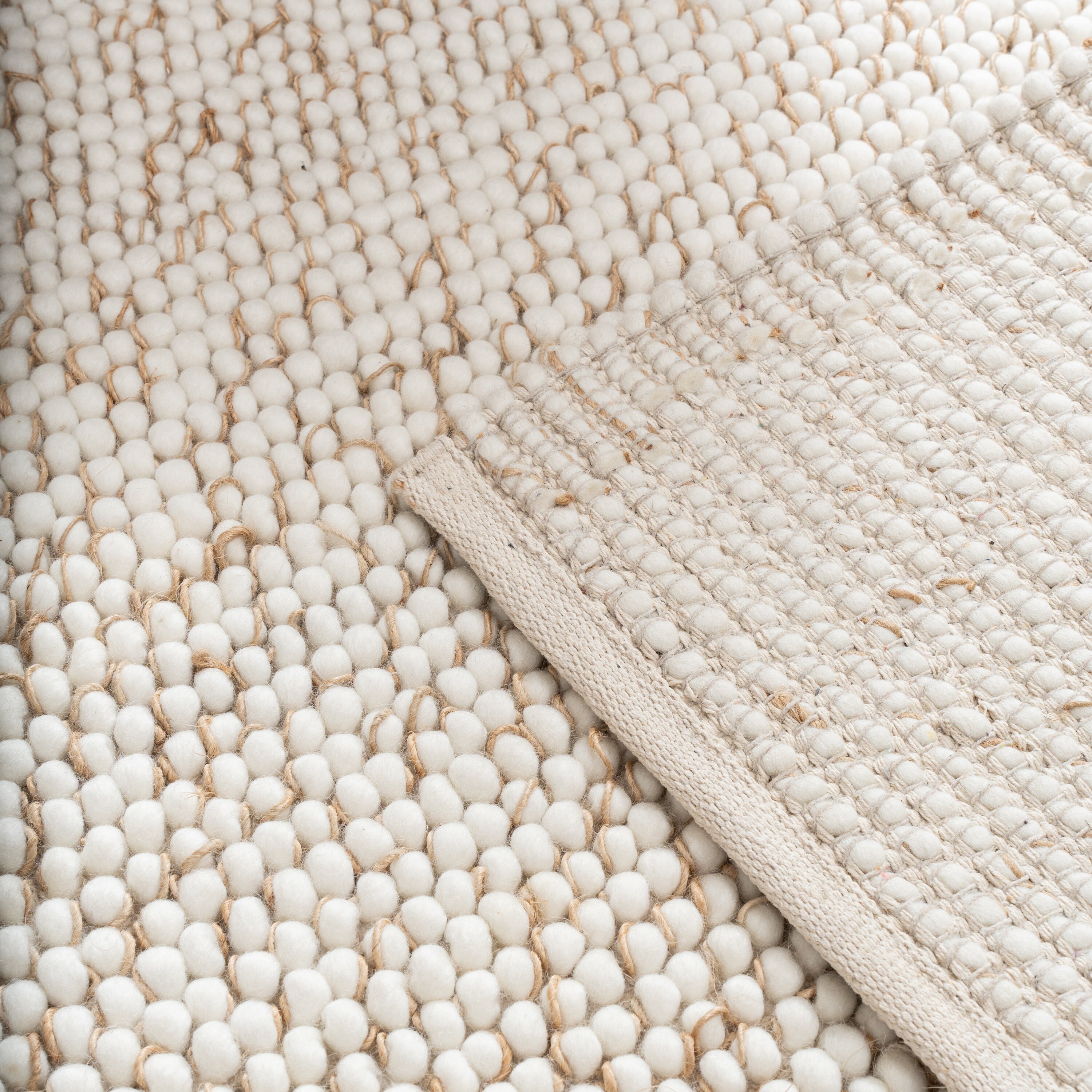 The Indoor Store - Hand Woven Jute Chunky Wool Rug, Ivory/off-white ...