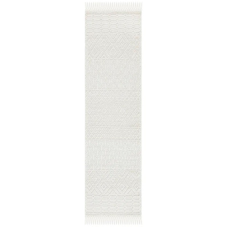 The Indoor Store Hand Woven Wool Area Rug, Geometric Dhurrie, Ivory / Off White image 6