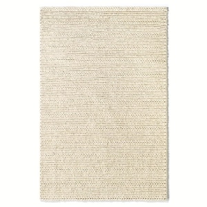 The Indoor Store Hand Knitted Chunky Wool Area Rug, Ivory/Off White, Runner image 3