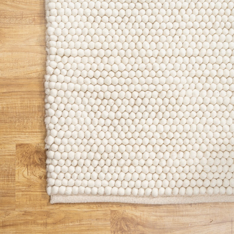 Wool Loop Border Rug The Indoor Store - Hand Knitted Chunky Wool Loops Area Rug, Ivory/off ...
