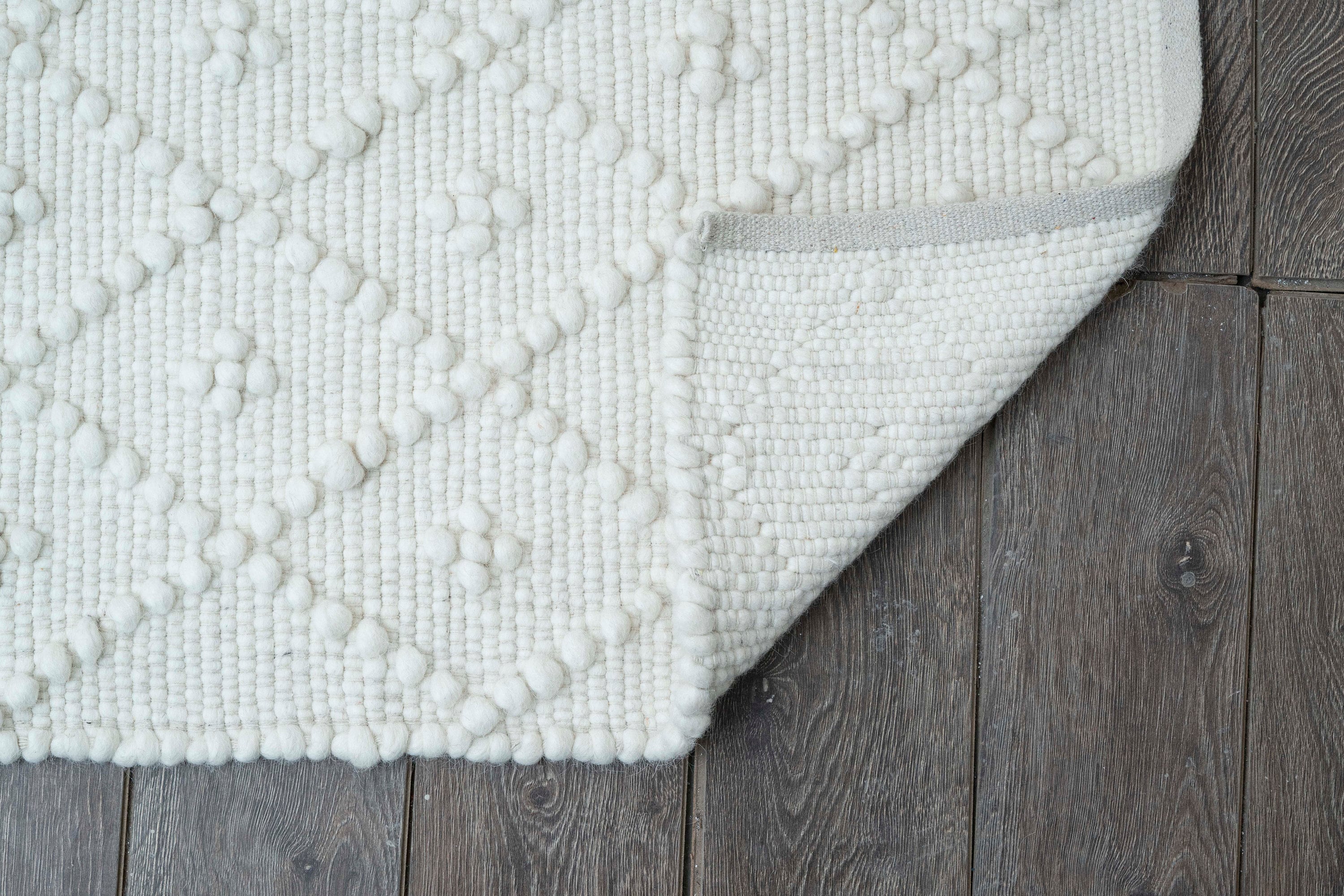 The Indoor Store - Hand Woven Chunky Wool Geometric Loops Rug, Ivory ...