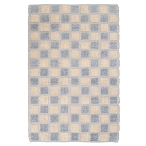 The Indoor Store Hand Woven Wool Area Rug, Grey & Off-White, Geometric Dhurrie image 5