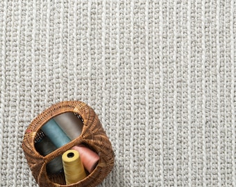 The Indoor Store - Hand Woven Wool Area Rug, Textured Grey & Off White