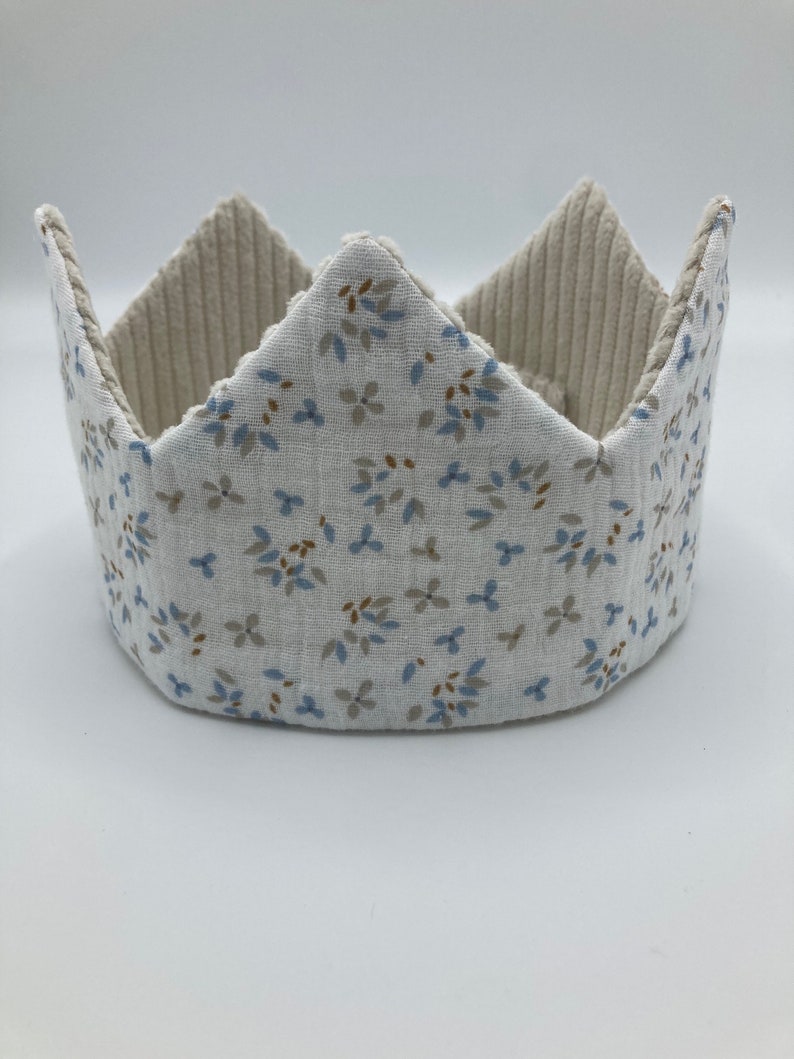 Birthday crown neutral: corduroy fabric natural colors image 7