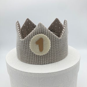 Birthday crown neutral: corduroy fabric natural colors Graubeige Braun