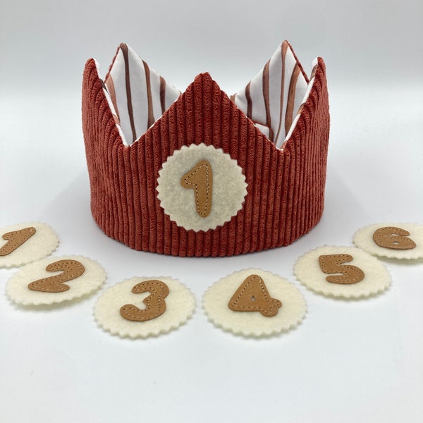 Birthday crown neutral: corduroy fabric natural colors