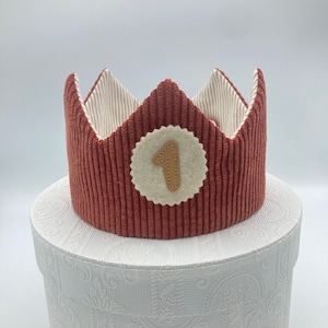 Birthday crown neutral: corduroy fabric natural colors Rost Ministreifen