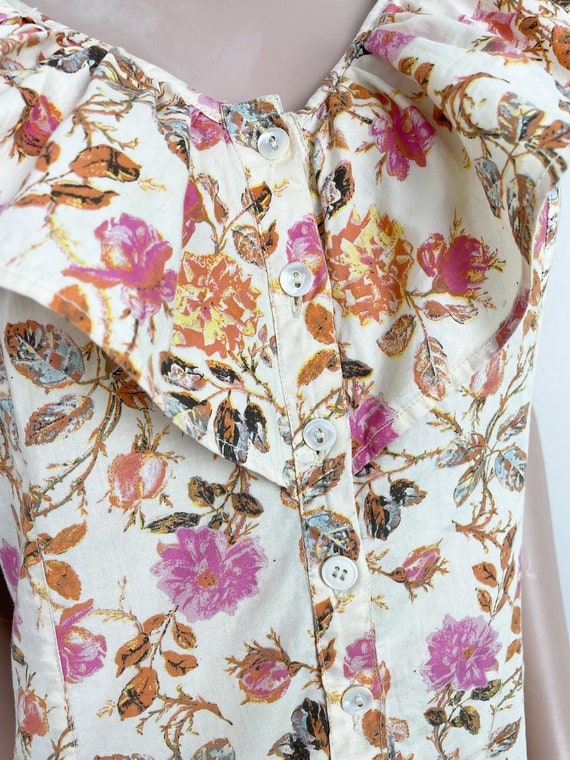 Floral Ruffle 80s 90s Dress / Vintage H&M / Swedi… - image 6