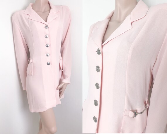 Pink Blazer Dress Jacket / 80s / 90s / Feminine /