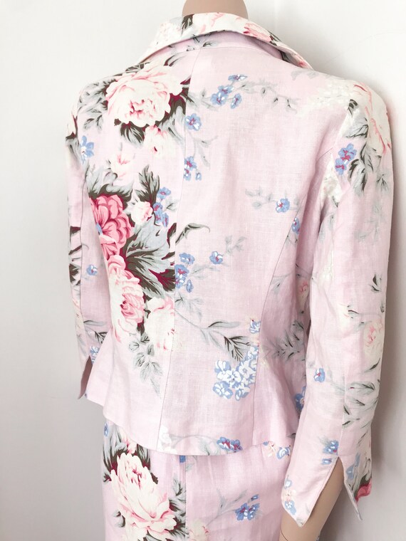 Renato Nucci Floral Linen Pink Dress Blazer Set /… - image 4