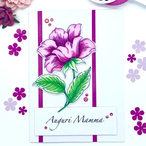 AUGURI MAMMA!, biglietto di auguri fatto a mano e colorato a mano con acquerelli per la mamma, Festa della mamma, auguri, compleanno mamma