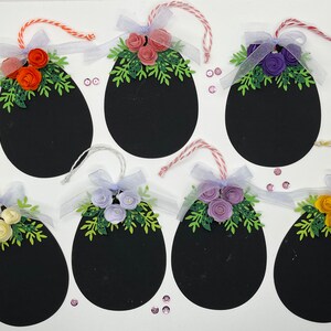 UOVA MAGICHE, set di n. 7 decorazioni per Pasqua decorate a mano con fiori e foglie in cartoncino, da grattare per scrivere disegnare