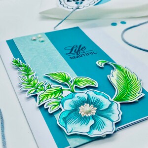 LIFE IS BEAUTIFUL,biglietto di auguri fatto a mano e colorato a mano con acquerelli