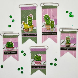 CACTUS PAPER CLIPS, set di 5 paper clips, abbellimenti agente,diario,junk journal,calendario,quaderno