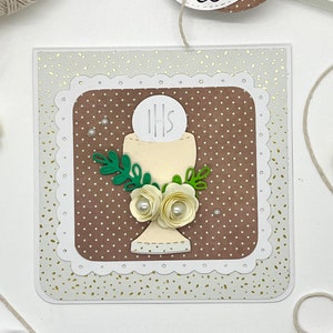 DOLCE PRIMA COMUNIONE, biglietto di auguri realizzato a mano per festeggiare il giorno importante della Prima Comunione per bimbo e bimba