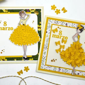 8 MARZO, biglietto di auguri fatto e colorato a mano per festeggiare il giorno della festa delle donne