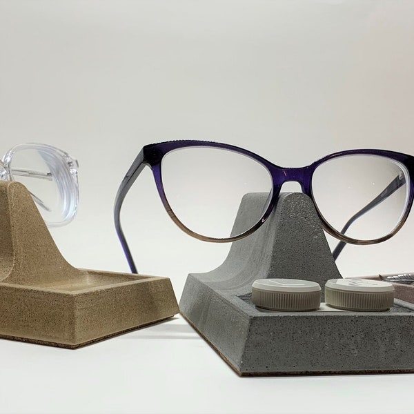 Glasses Stand with Tray - Concrete Glasses Holder - Contact Case Holder - Jewelry Tray - Sunglasses Stand - Modern - Minimalist - Sculpture