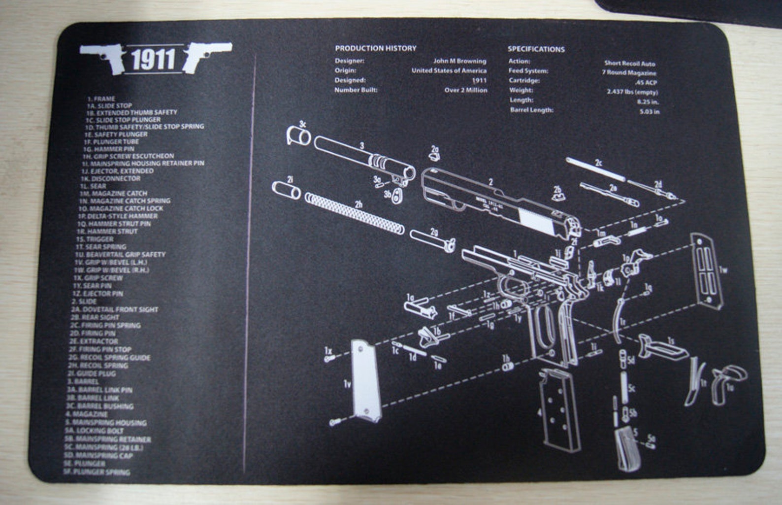 Gun Cleaning Mat Colt 1911 Etsy