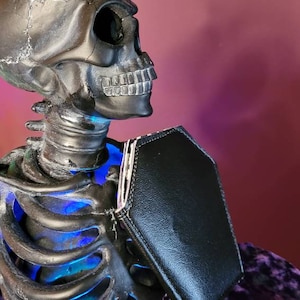 Colección de ataúdes De color sintético Billetera de cuero sintético Billetera de ataúd billetera gótica Billetera de ataúd billetera de ataúd billetera espeluznante billetera de halloween