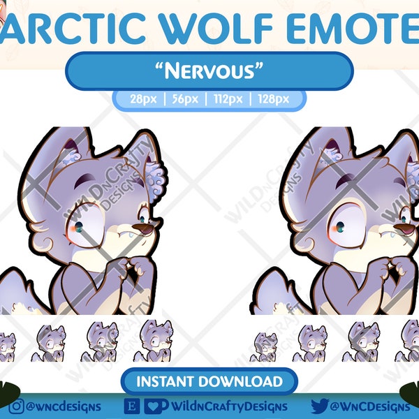 Walker Wolf (Arctic/White) ~ Instant Download  |  Nervous ~ Awkward  |  Emote for Twitch / Discord / YouTube