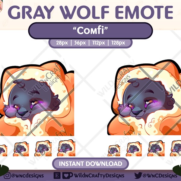 Walker Wolf (Gray) ~ Instant Download  |  Comfi ~ Cozy ~ Blanket  |  Emote for Twitch / Discord / YouTube