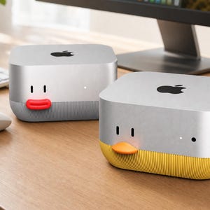 Soporte para Apple Mac Mini M4 con diseño de sonrisa: accesorio con botón de encendido, antideslizante y a prueba de polvo.