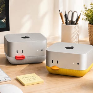 Apple Mac Mini M4 standaard met Smile-ontwerp - aan/uit-knopaccessoire, antislip en stofdicht