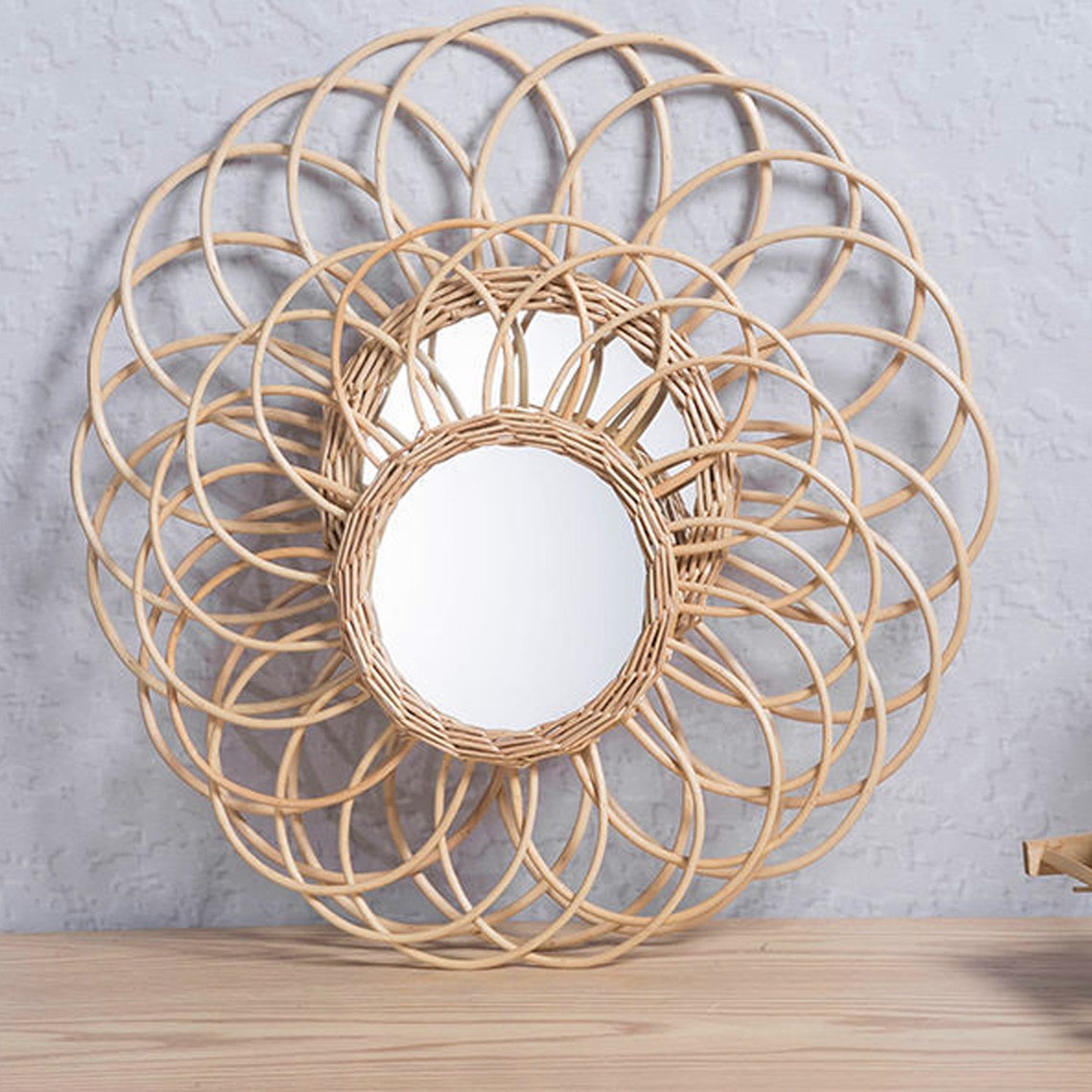 Boho Mirror Rattan Mirror 15.75 Wall Decor Mirror Wicker Etsy