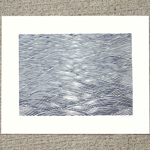Original seascape linocut print - signed by artist - graphic art