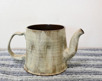 Teiera in ceramica fatta a mano, teiera per condivisione del caffè, caffettiera fatta a mano, regali, pentola verde, due persone condividono la teiera; forniture per tea party; teiera vintage