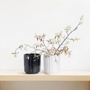 White or Black Pot,Wabi-Sabi Ceramic Planter with Drainage Hole