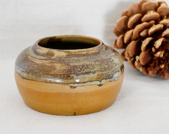 Handmade Yellow Clay Vase: Rustic Wabi-Sabi Ceramic Pottery