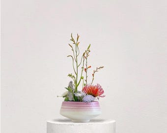 Ikebana Bowl – Ceramic Flower Vase, Wabi Sabi Decor