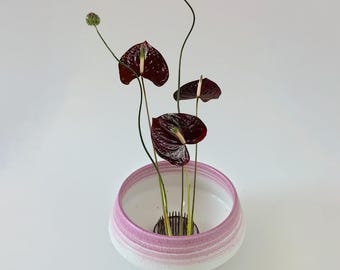 Ikebana Bowl – Ceramic Flower Vase, Wabi Sabi Decor