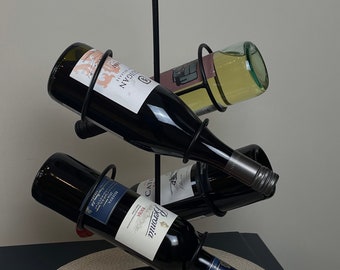 shabby black scroll metal wine bottle and glass holder French vintage bottle rack