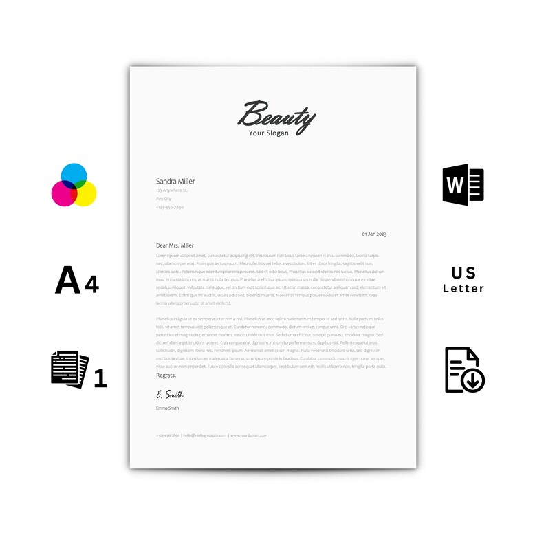 Letter Template Word Business Letter Template Letterhead Etsy