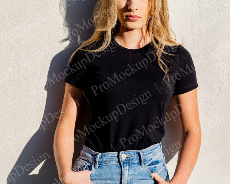 Download Bella Canvas 6004 Mockup Tshirt with girl model Unisex | Etsy
