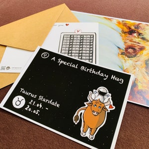 Zodiac Card - Hugonaut, Taurus, Birthday Card, Stier, Geburtstagskarte
