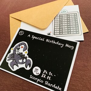 Zodiac Card - Hugonaut, Scorpio, Birthday Card, Skorpion, Geburtstagskarte
