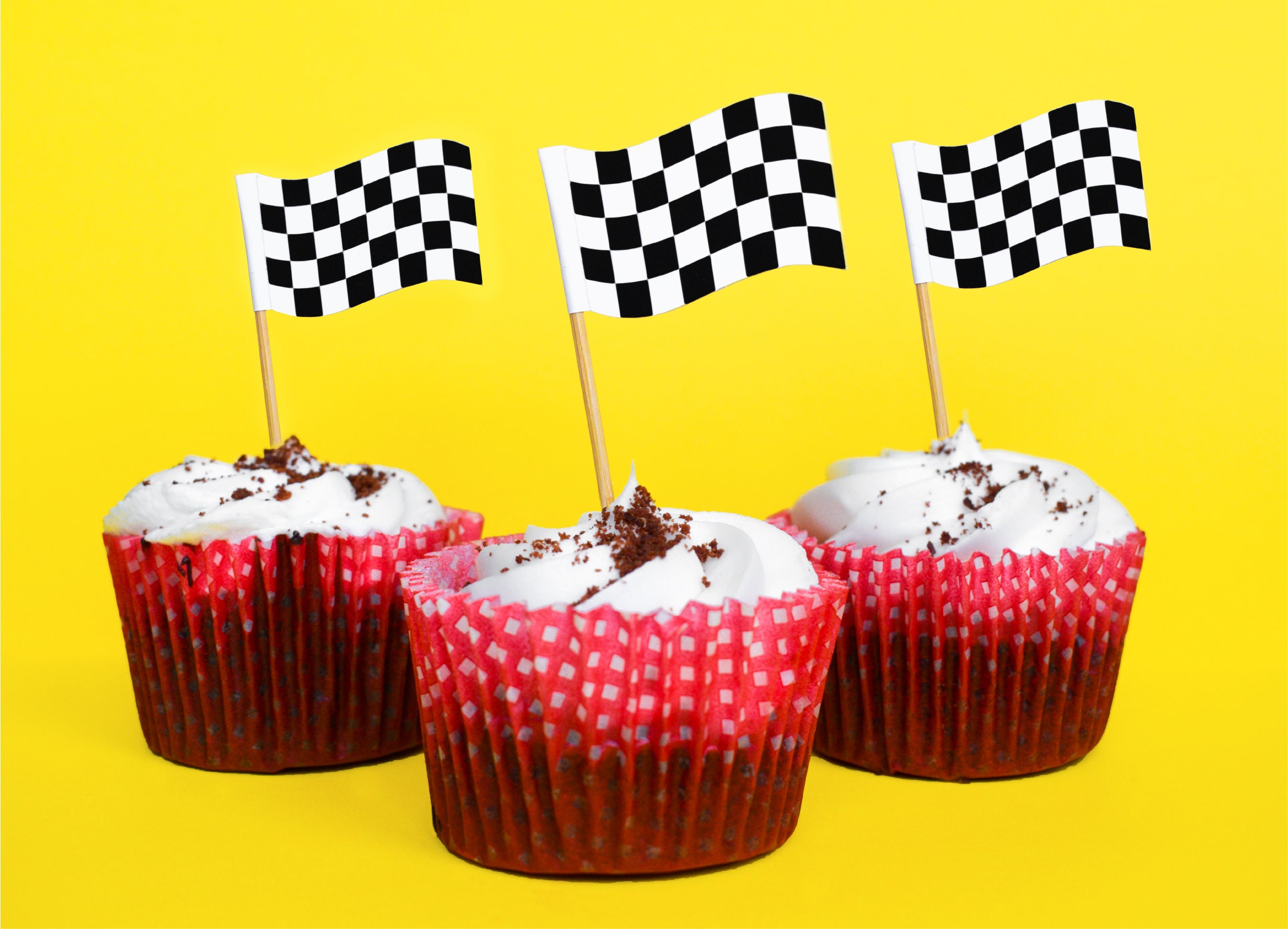 Race Flag Cupcake Toppers Race Car Party Decorations Etsy