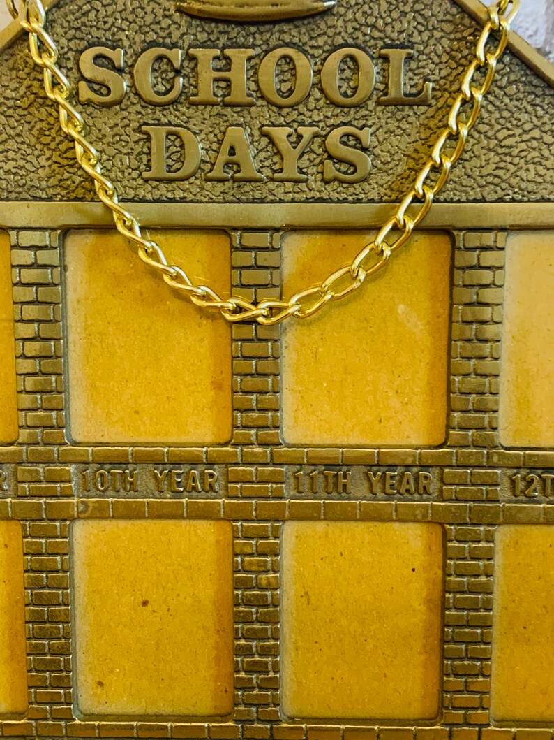 Vintage Brass School Days Picture Frame 12 Window Slots Etsy