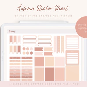 Autumn / Fall Digital Pre-Cropped Planner Sticker Set | Goodnotes, Notability, Xodo | Calm & Aesthetic Color | Functional Stickers