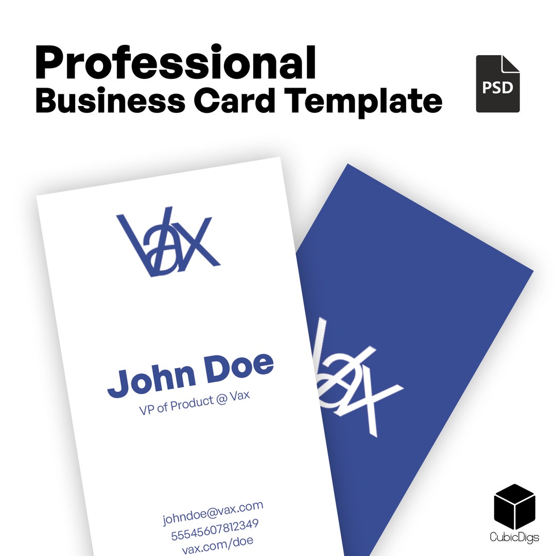 Professional Business Card Template With PSD File Customizable, Print