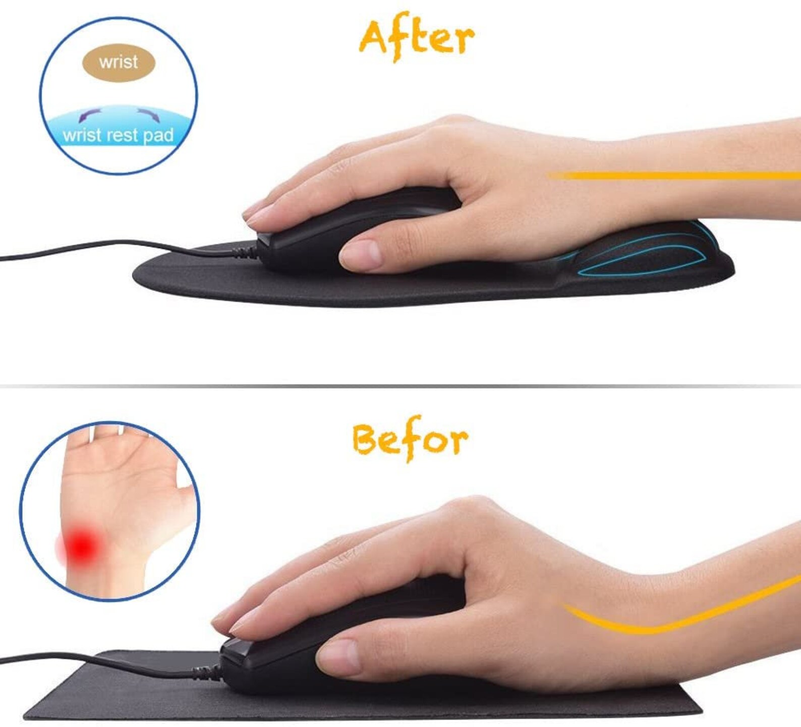 Mousepad with Gel Wrist Support Ergonomic Gaming Desktop Mouse Etsy
