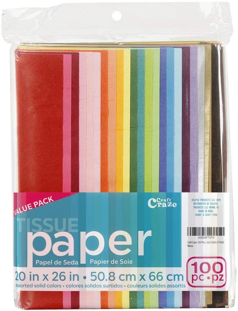 20" x 30" Wrapping Paper Sheets 100 X Multi Coloured Tissue Paper /Gift Wrap 