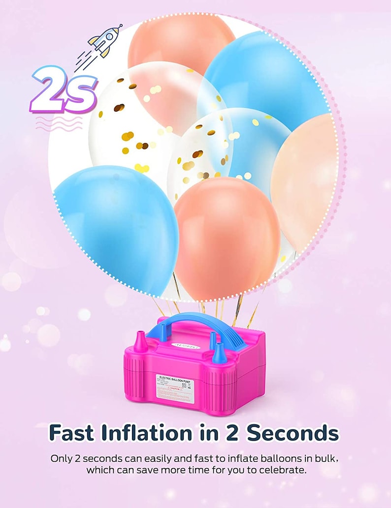 Electric Balloon Pump Automanual Mode Air Balloon Pump with Different Color Balloons Happy Birthday Balloons Flower Clips Colored Ribbon