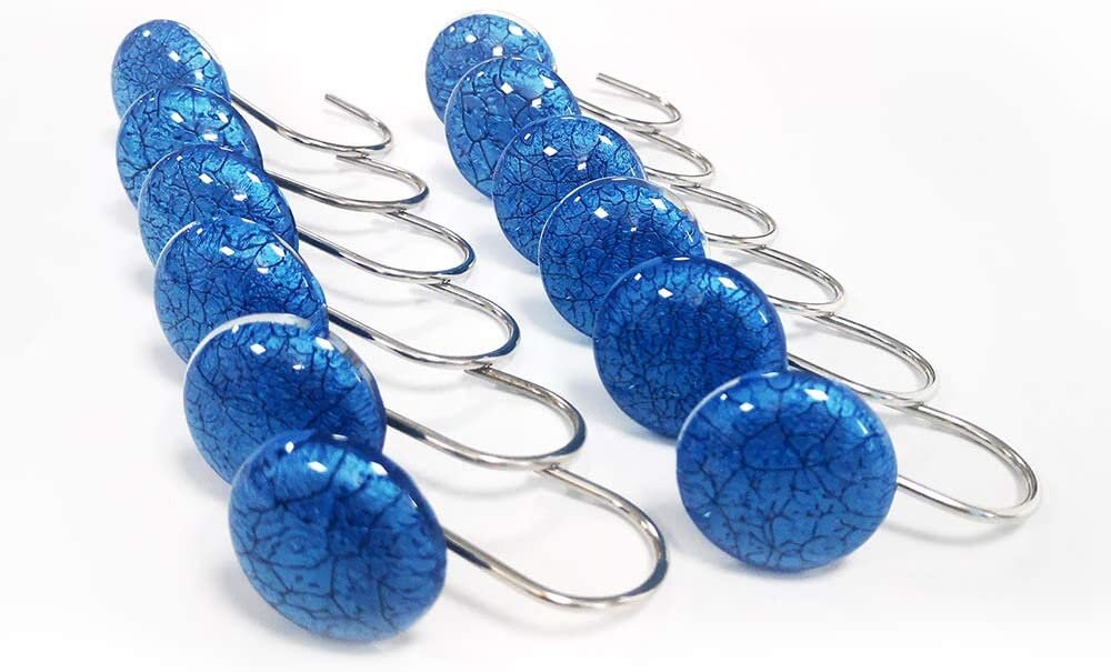 12 Pieces Blue Hooks Set Shower Curtain Hooks Decorative Resin Etsy