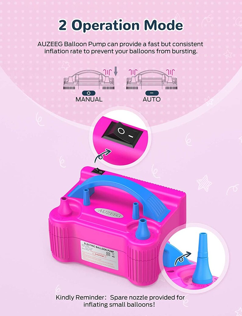 Electric Balloon Pump Automanual Mode Air Balloon Pump with Different Color Balloons Happy Birthday Balloons Flower Clips Colored Ribbon