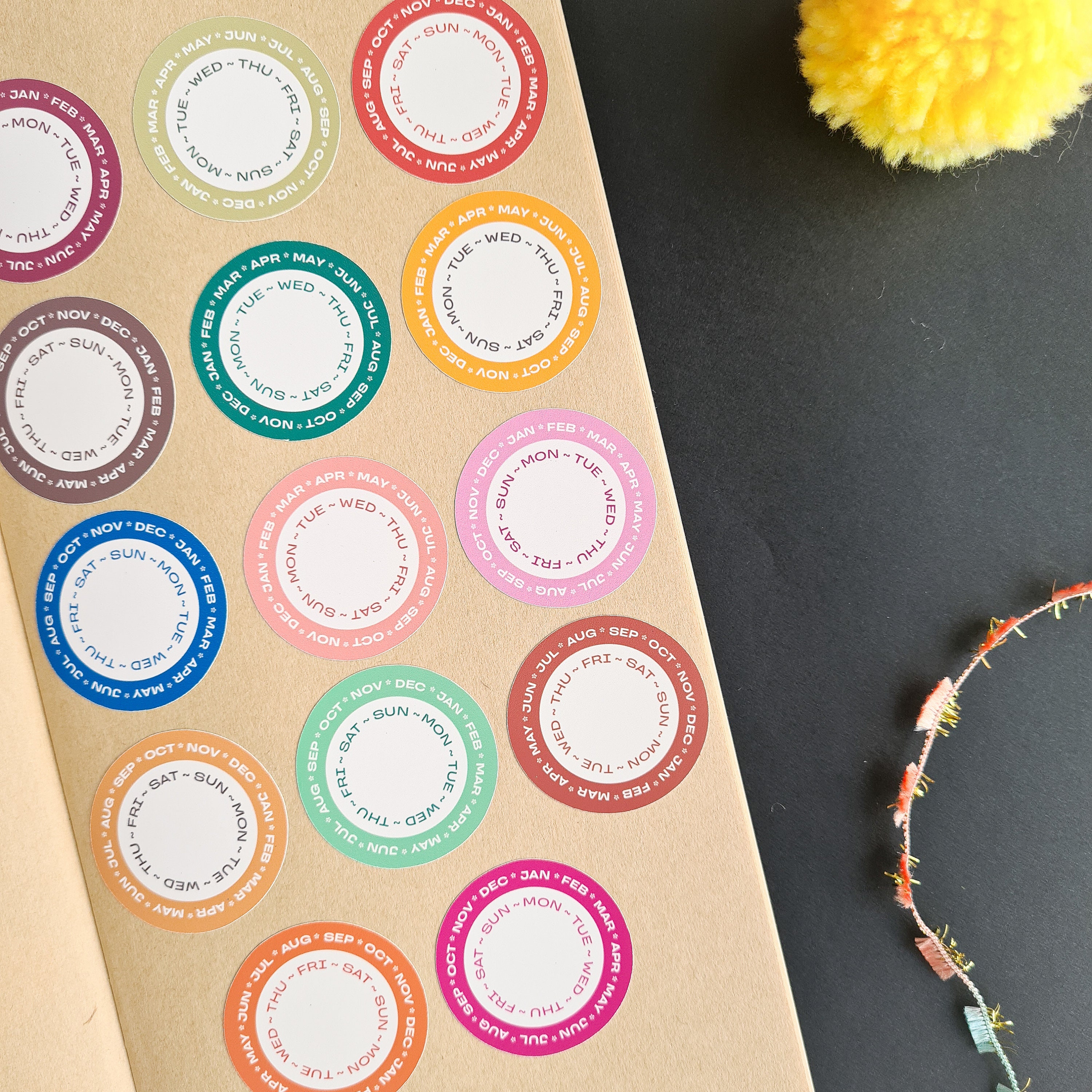 Colourful Blank Dates Sticker Pack | 14pc Sticker Pack | Journal ...